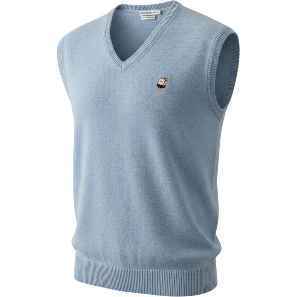 Peter Millar Mens Cotton Cashmere Eagle Logoโ V-Neck Sweater Vest Blue L MS14S11
